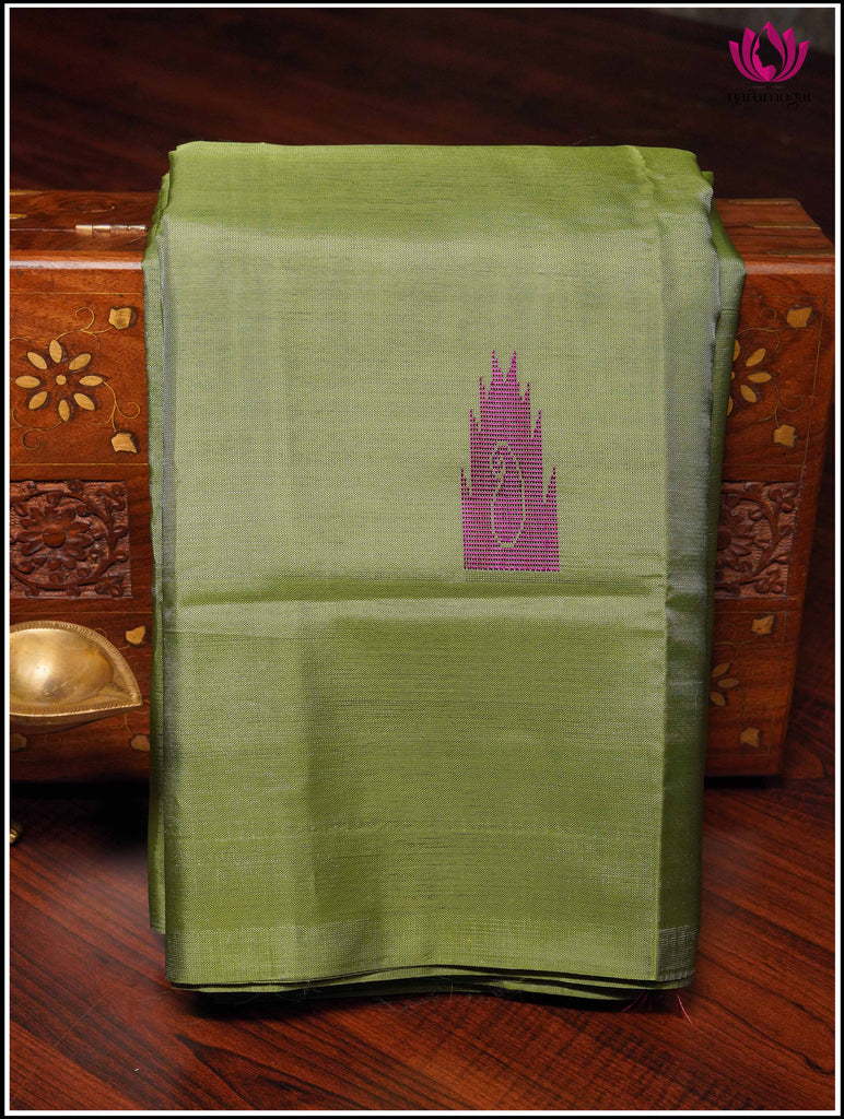 Vegan silk saree in Green and Maroon 12