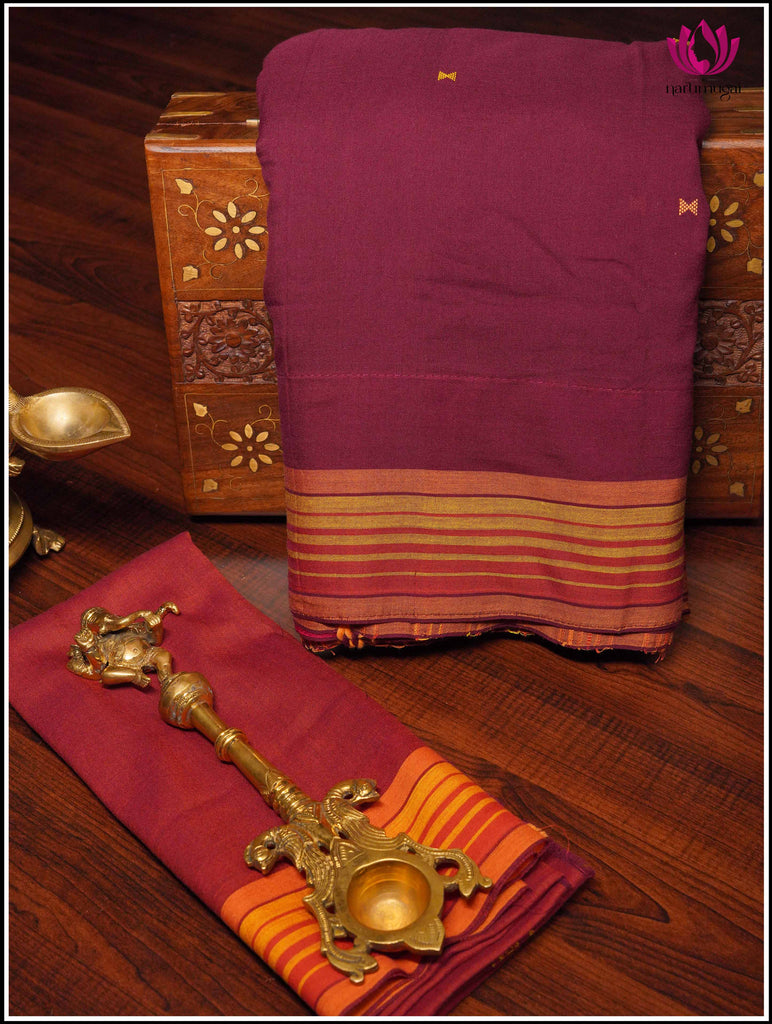 Bhujodi/Kala Cotton Handloom Saree in Purple 11