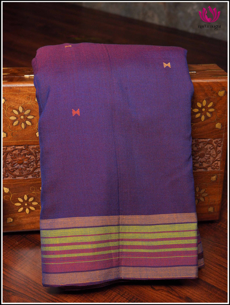Bhujodi/Kala Cotton Handloom Saree in Purple 2