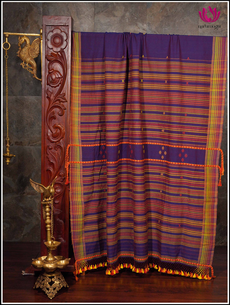 Bhujodi/Kala Cotton Handloom Saree in Purple 1