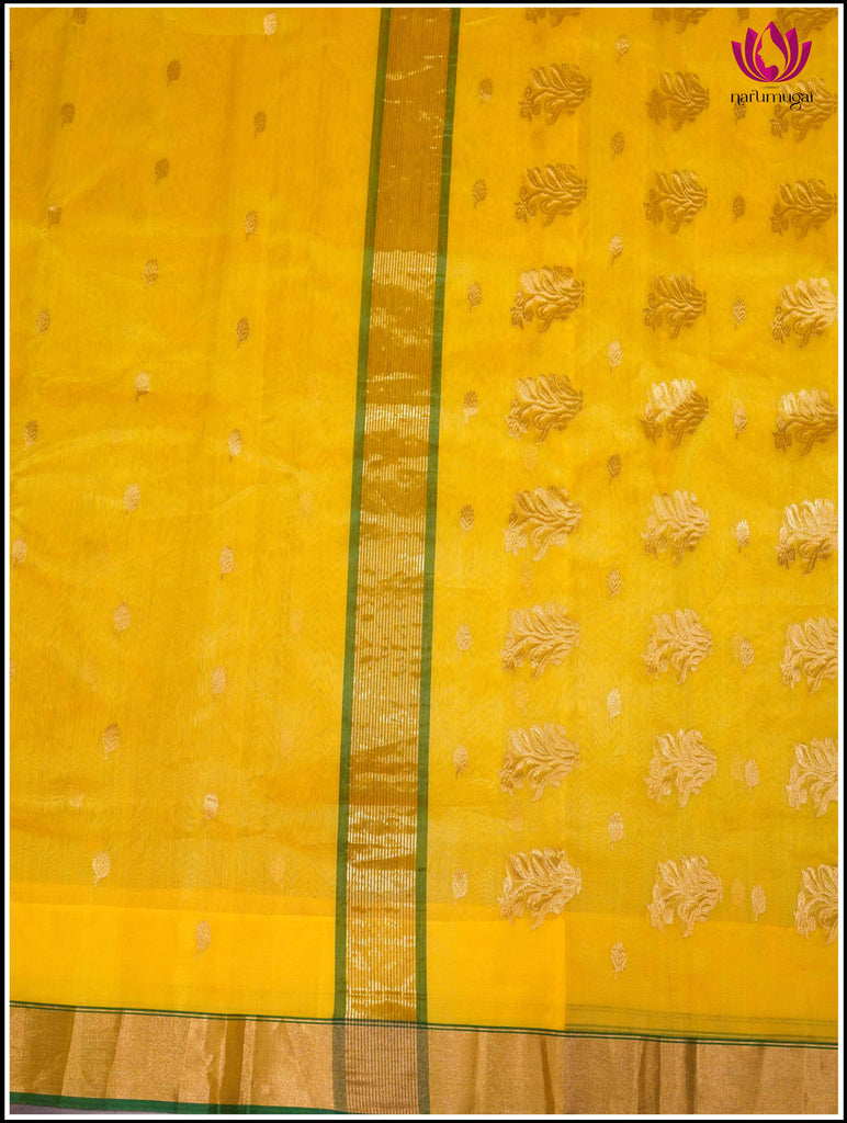 Chanderi Silk Saree in Yellow and Green 9