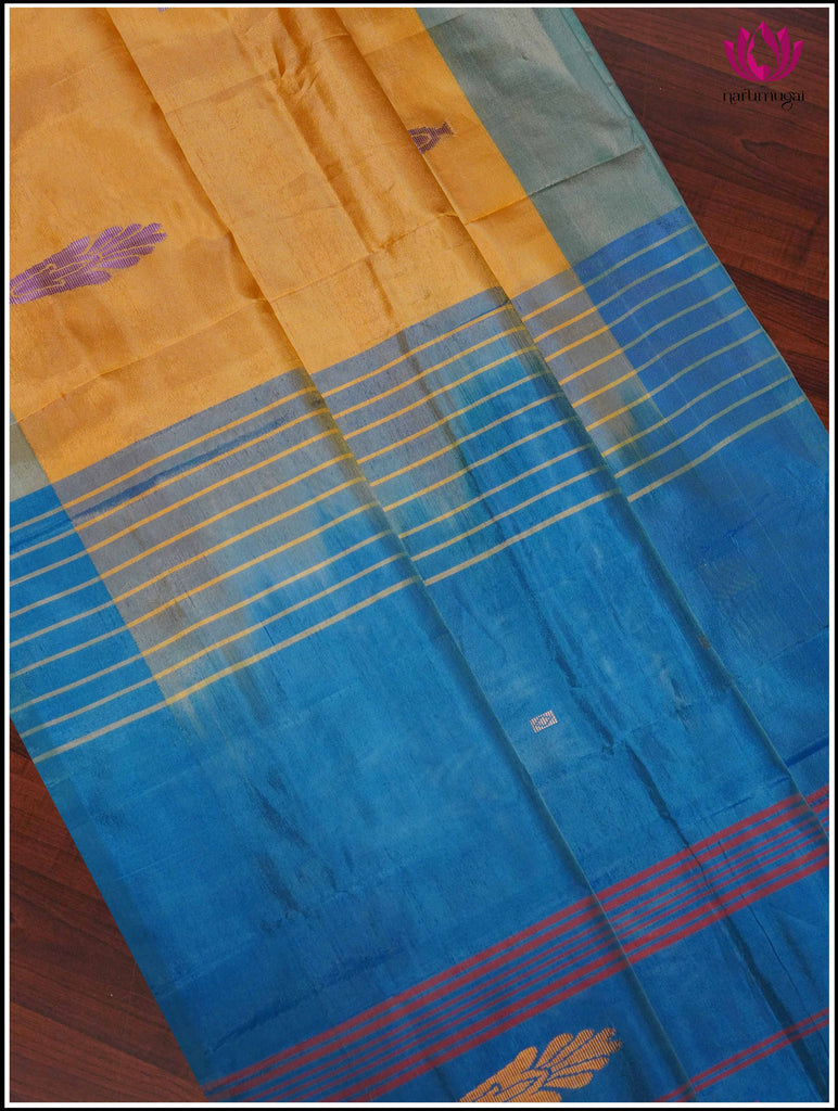 Vegan Silk in Mango Yellow and Peacock Blue 2