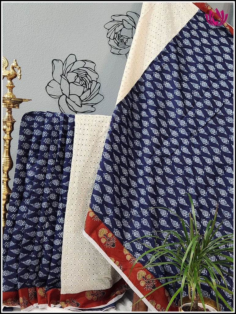 Hakoba bagru cotton saree in blue