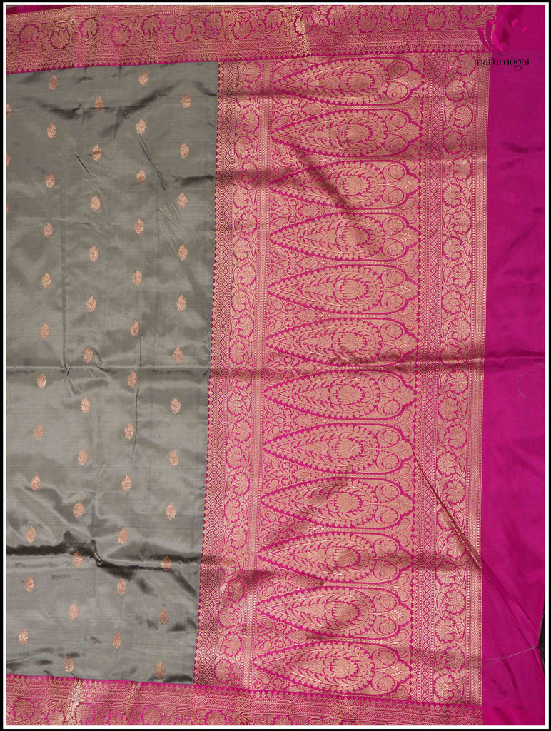 Banarasi Katan Silk Saree in Gray and Pink