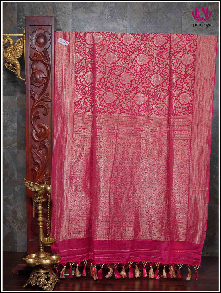 Mysore Silk Saree in Pink with gold zari 10