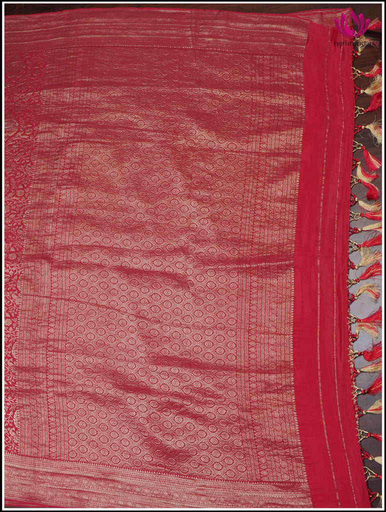 Mysore Silk Saree in Pink with gold zari 6