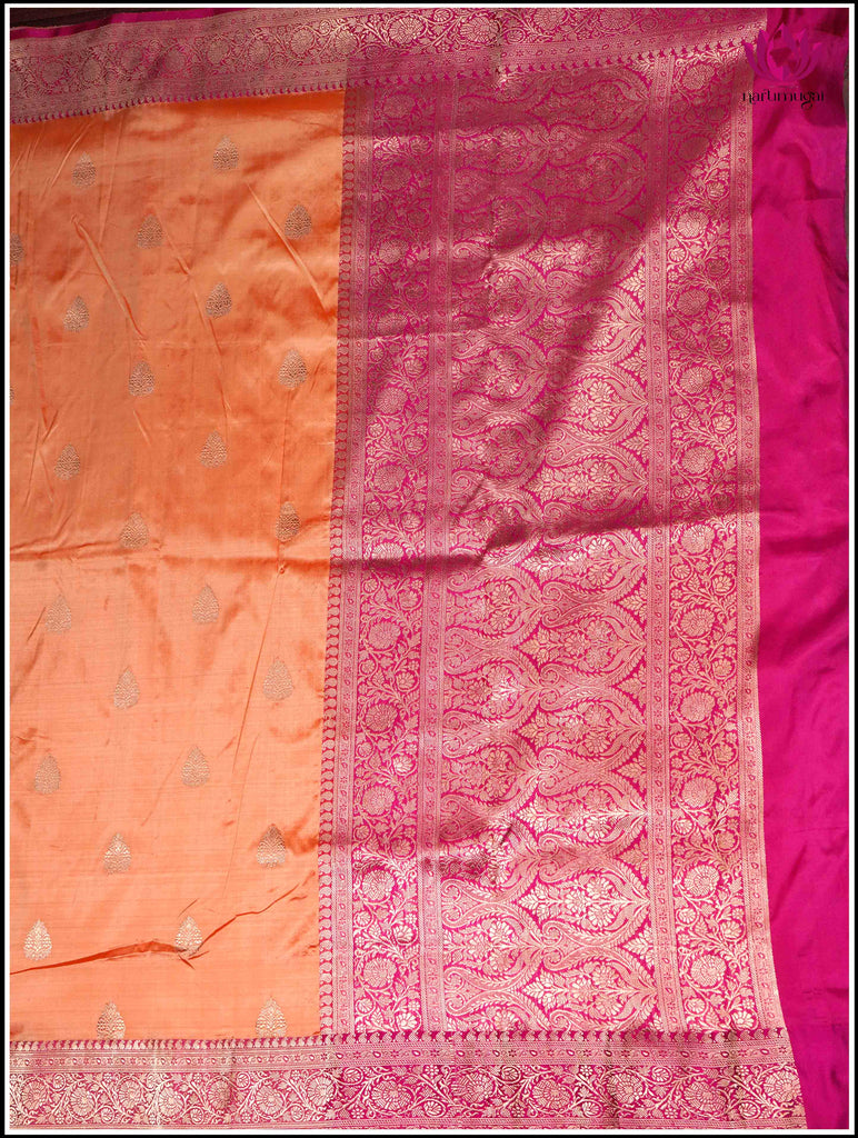 Banarasi Katan Silk Saree in Peach and Pink 6