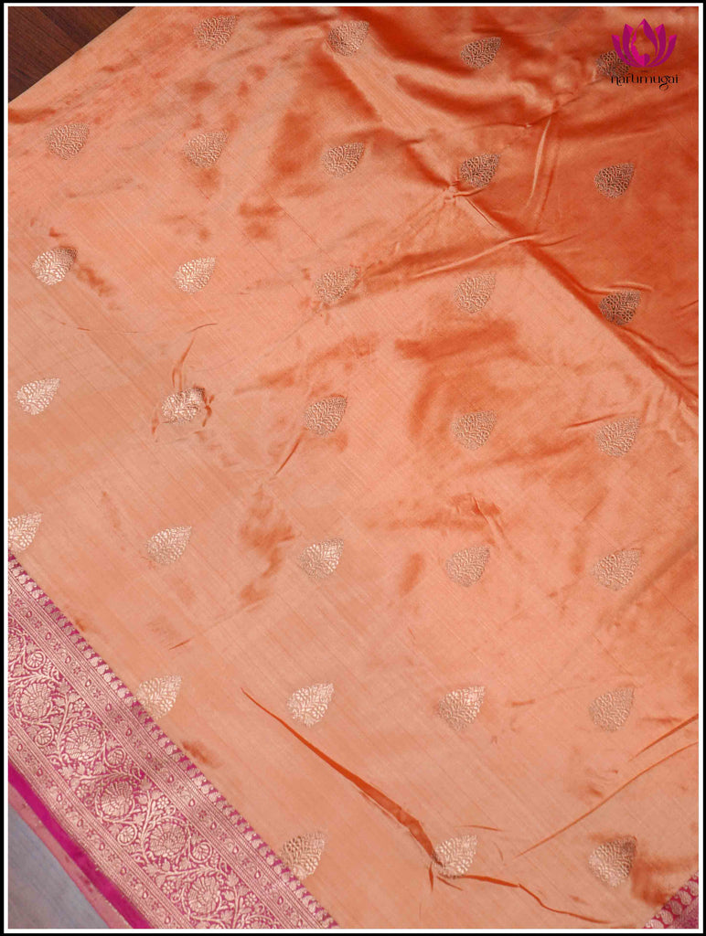 Banarasi Katan Silk Saree in Peach and Pink 7