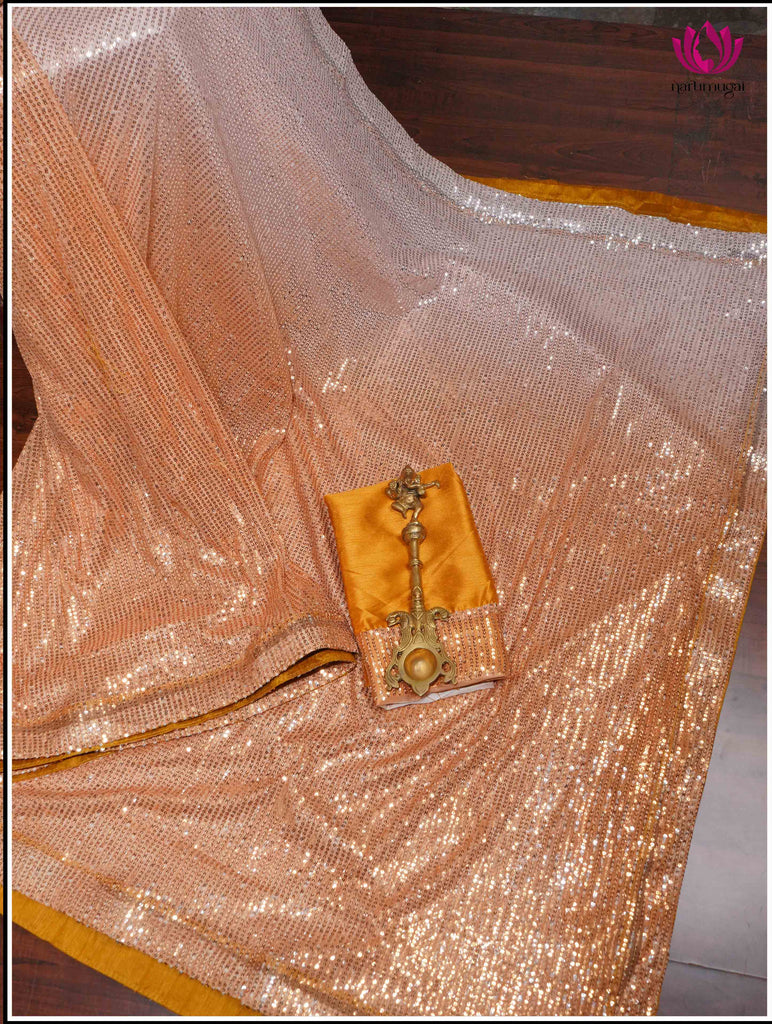 Sequin Saree in Yellow Ombre 9