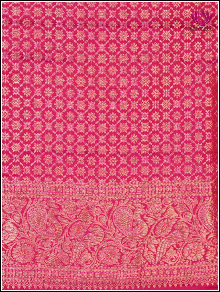 Kanchipuram Silk Saree in Green and Pinkish-red with brocade 7