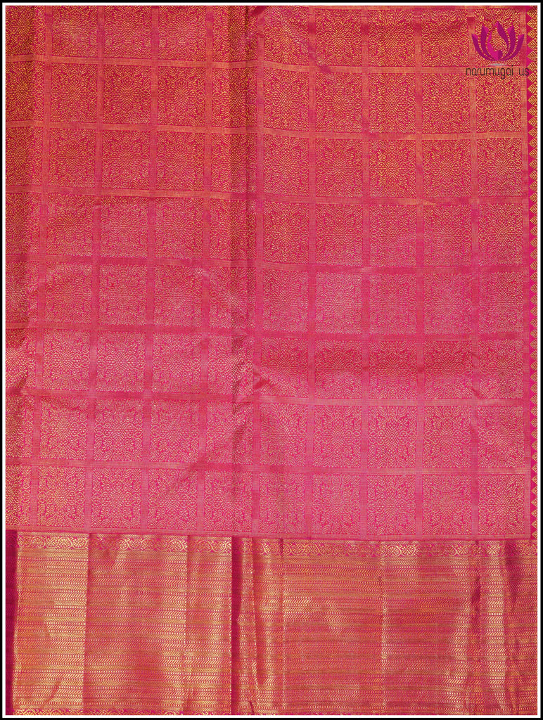 Kanchipuram Silk Saree in Hot Pink with Gold Zari 6