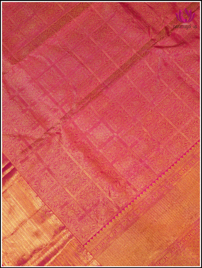 Kanchipuram Silk Saree in Hot Pink with Gold Zari 7