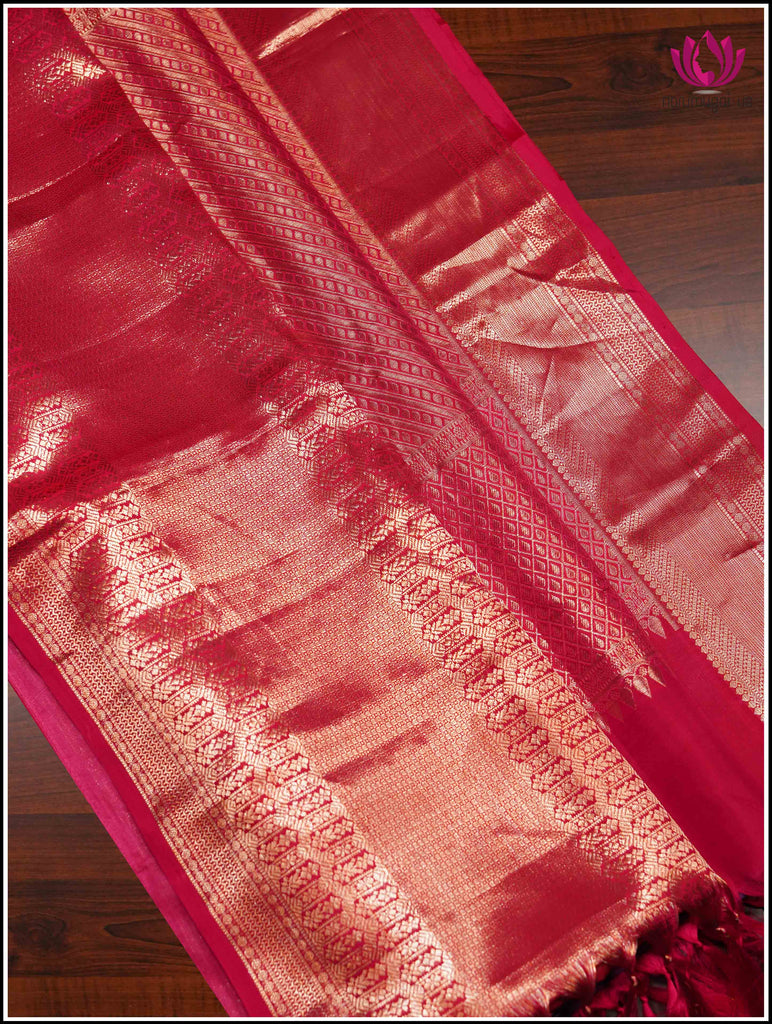 Kanchipuram silk saree in Blue with huge Red border 1