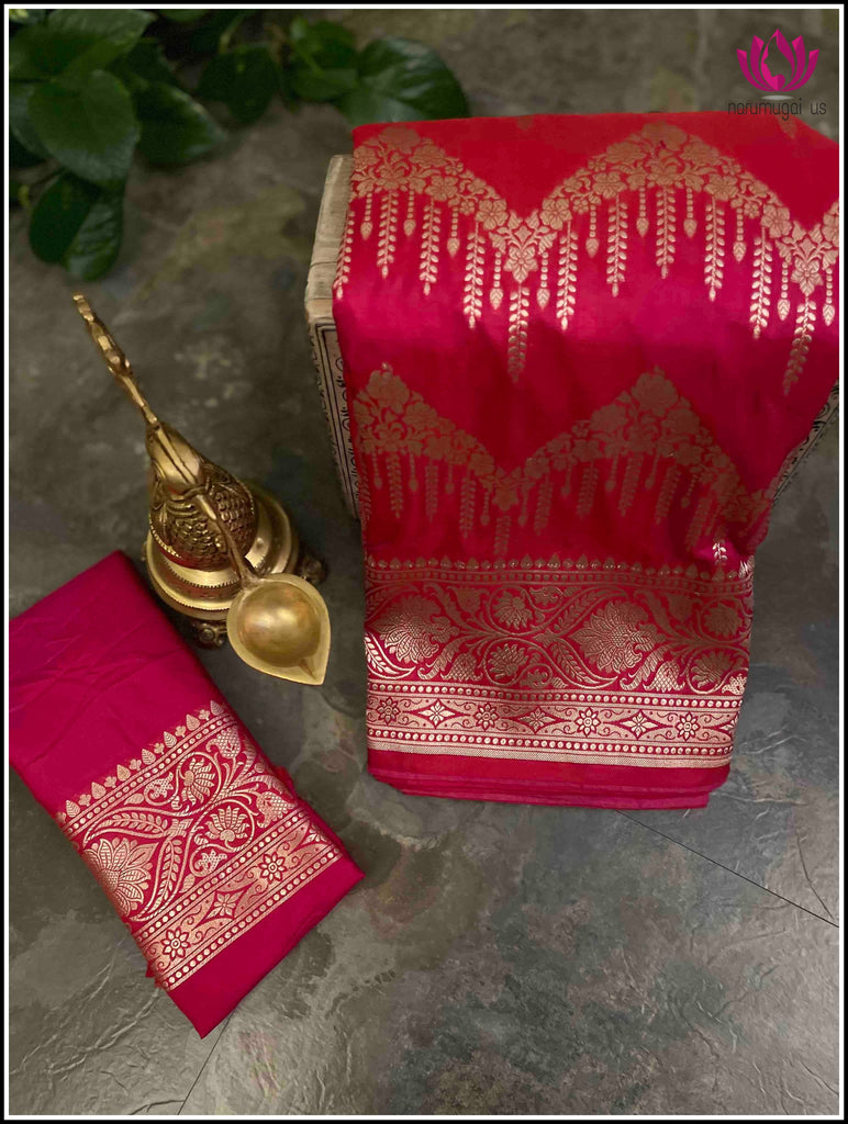 Banarasi Katan Mulberry silk saree in Pink - Silk Mark Certified